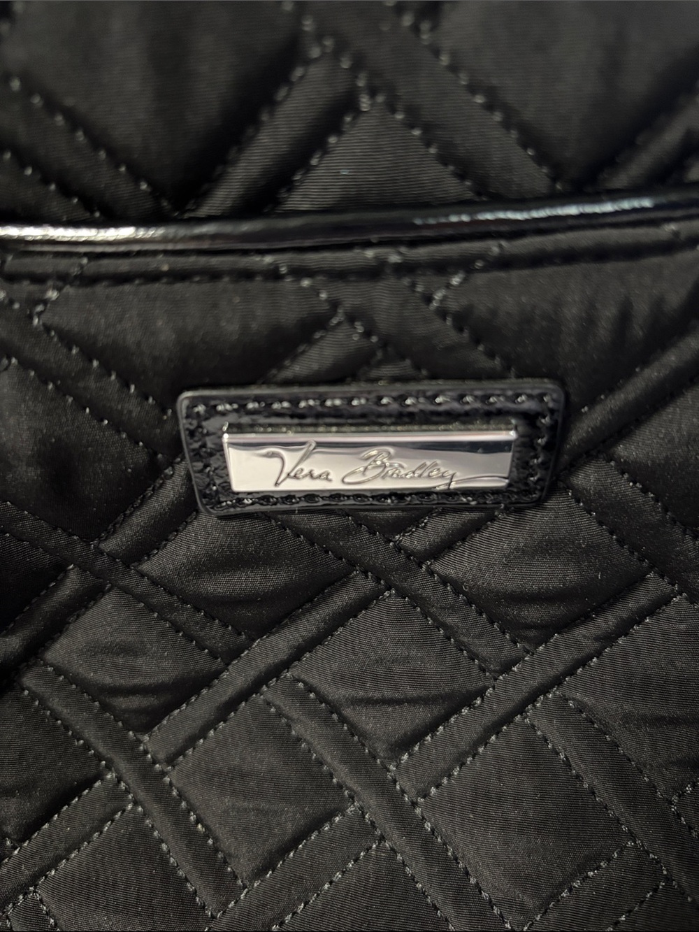 Vera Bradley Black Quilted Satchel with Patent Trim - Picture 6 of 11